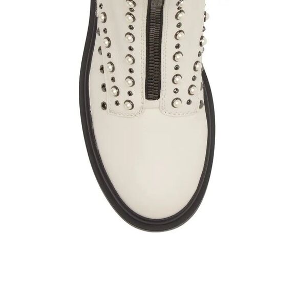 NIB Jimmy Choo Nola Studded Boot - Latte / Pearl - Designer Combat Boots $1395 M - Picture 4 of 6